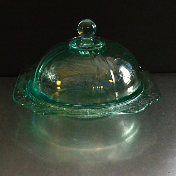 Vintage Indiana Glass Covered Dish Federal Glass Rep Madrid Pattern Serveware - Picture 3 of 8